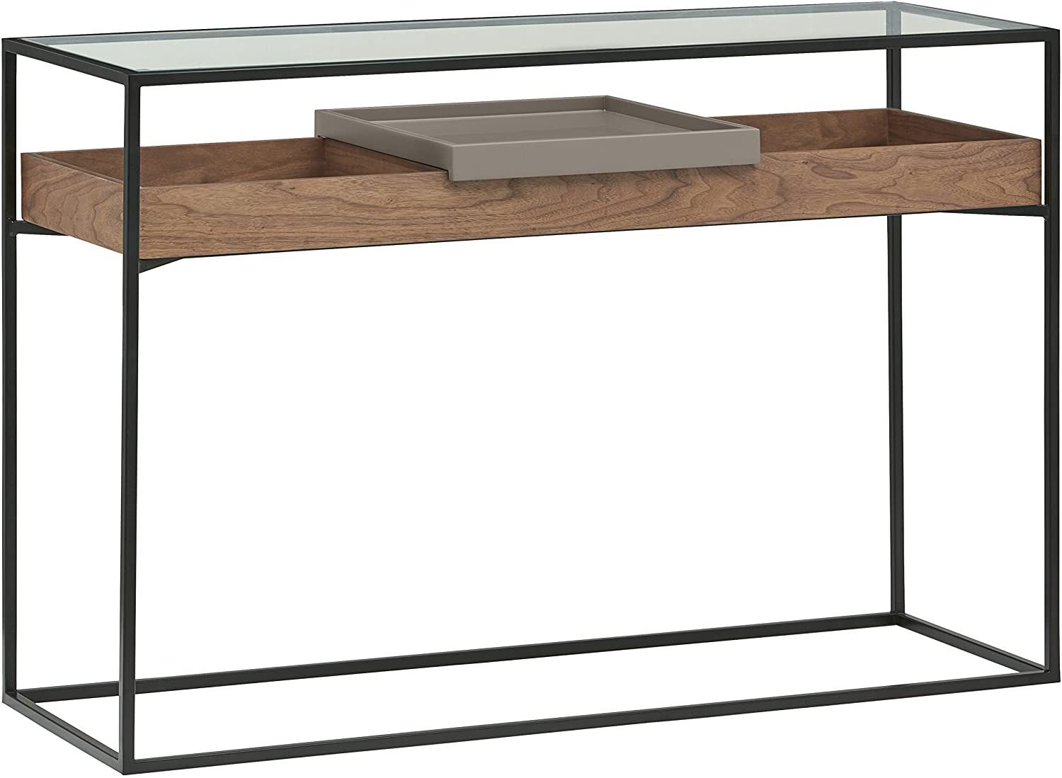Modern Industrial Cabinet Table with Storage, Walnut