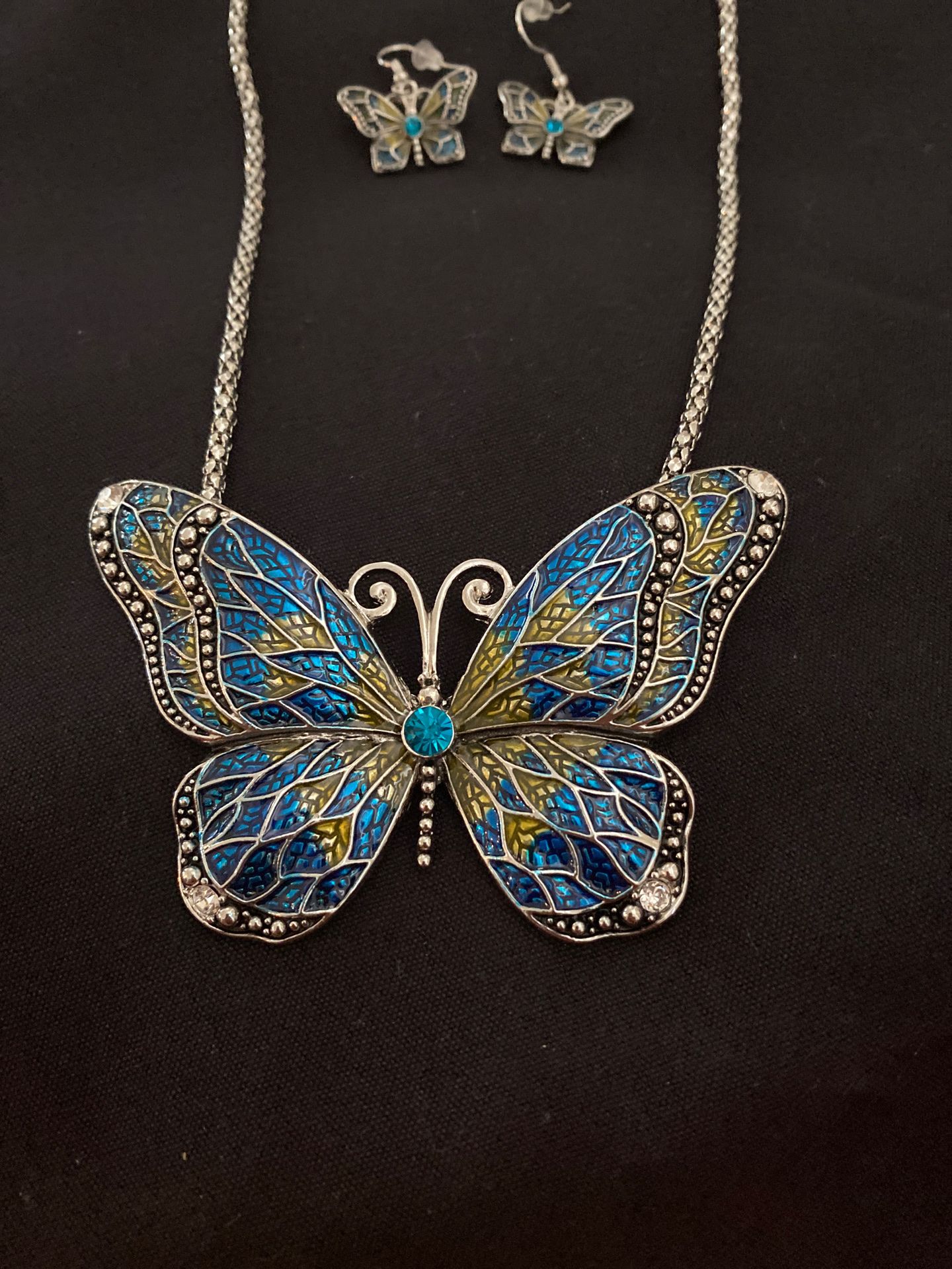 Butterfly necklace and earrings