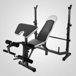 NEW Adjustable Weight Bench fits Olympic Press Lifting Barbell for Home Workout Backyard Exercise Thumbnail