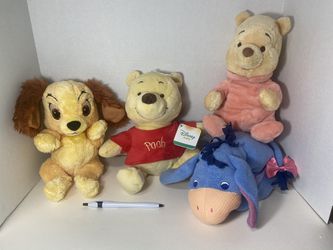 Disney Babies Plush Lot Winnie The Pooh Lady And The Tramp Thumbnail