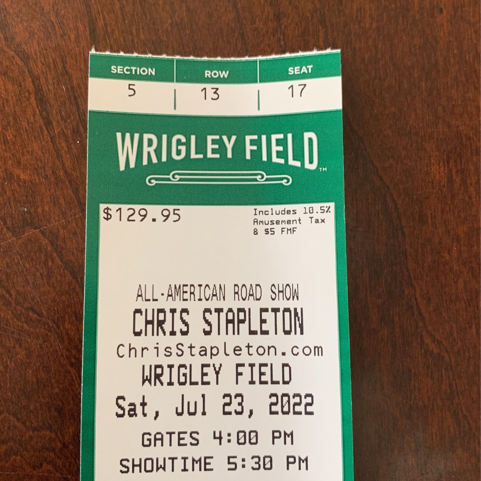 Chris Stapleton  2 Tickets All - American Road Show @ Wrigley Field  7/23/22