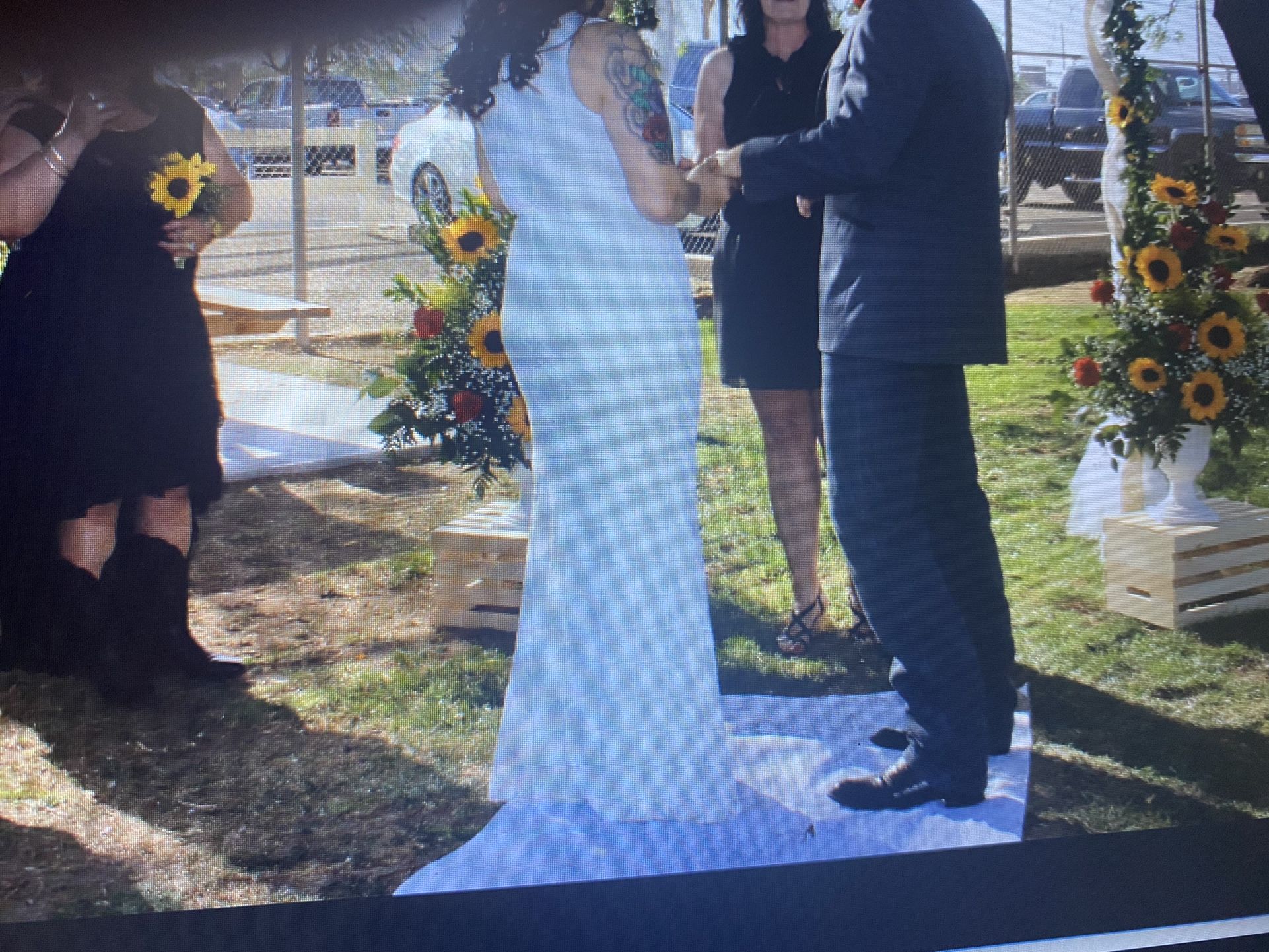 Davids bridal Ivory Wedding Dress Size 8