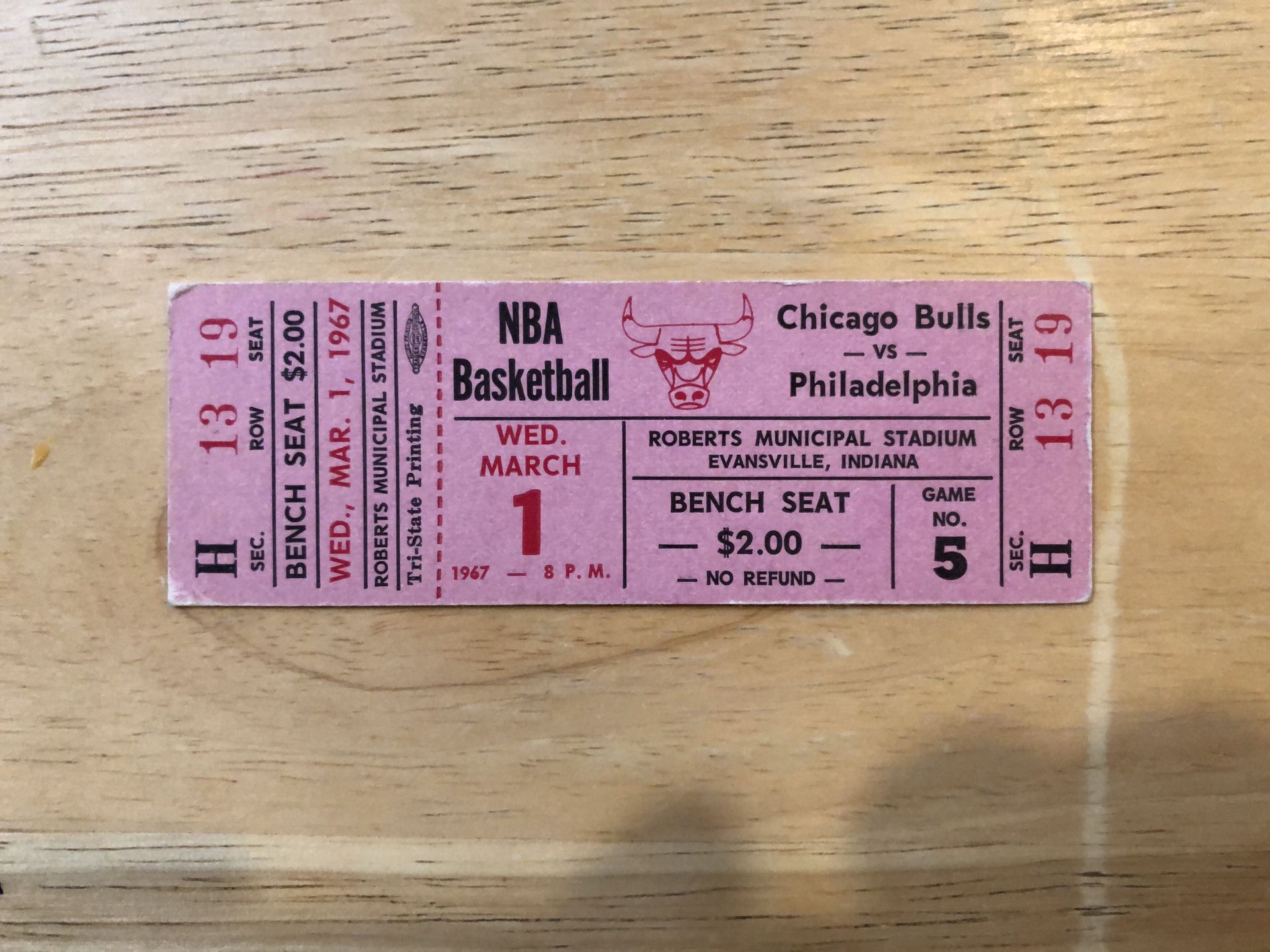 Chicago bulls ticket stub