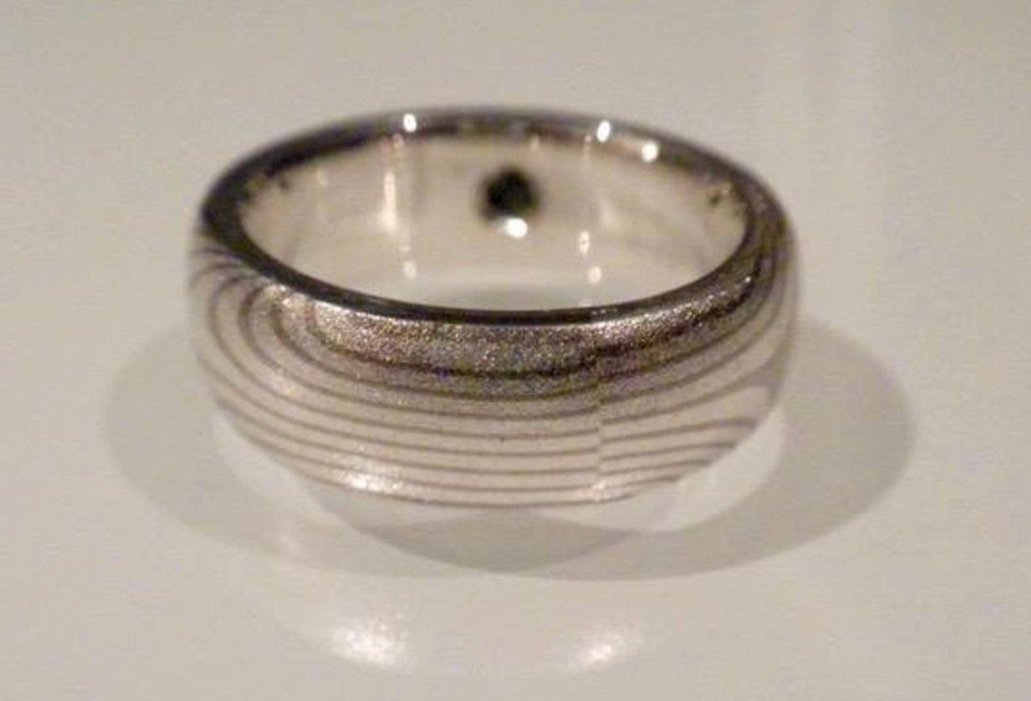 Sterling Silver & Palladium Green Diamond Wedding/Engagement Ring