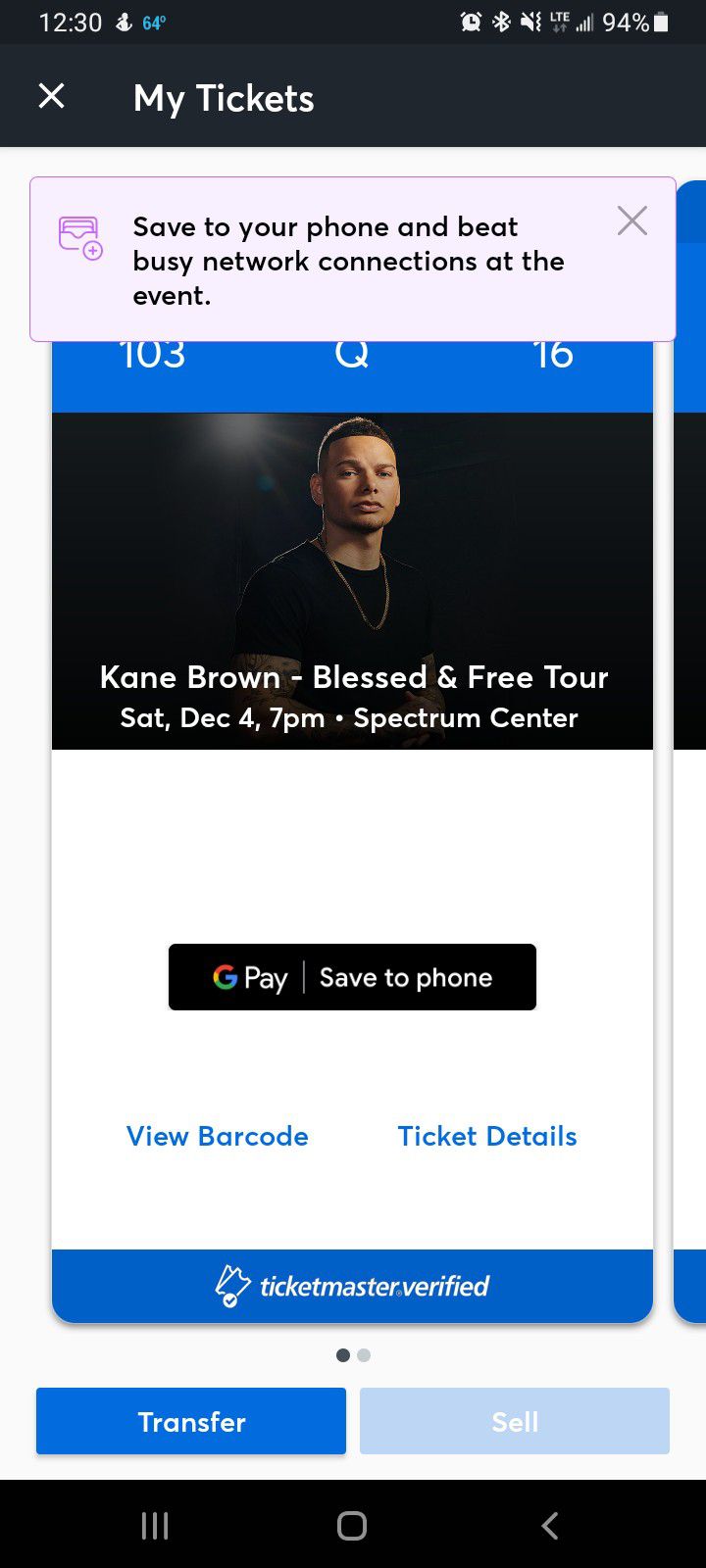 2 KANE BROWN TICKETS for THIS SATURDAY DECEMBER 4TH