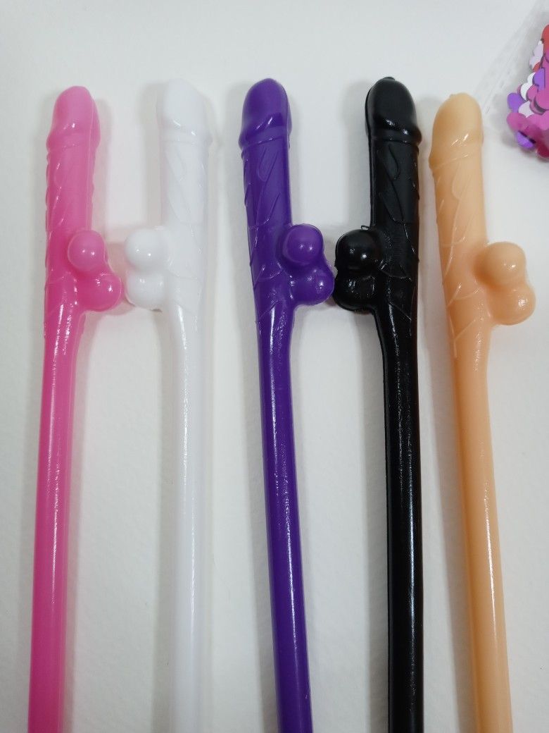 Funny Naughty Bachelorette Straws. 24 Willy Straws. Dicky Straws. Funny Party Decoration. Naughty Confetti.