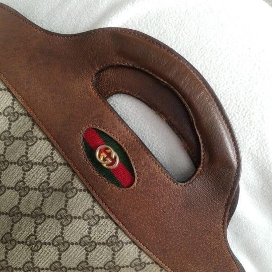 Authentic Vintage Gucci GG Monogram Supreme Sherry Web Ophidia Top Handle Tote Bag