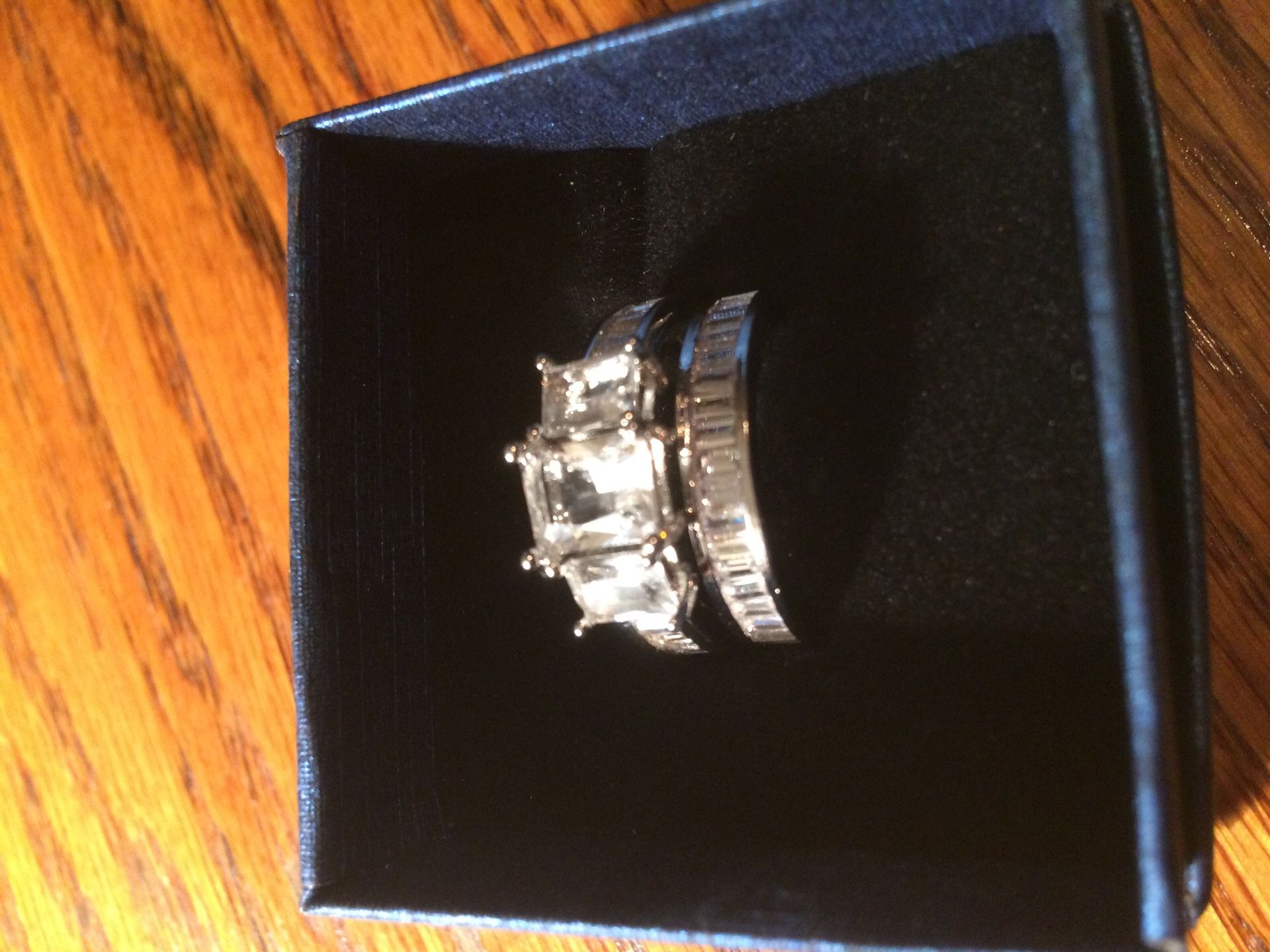 Silver engagement ring with band size 9