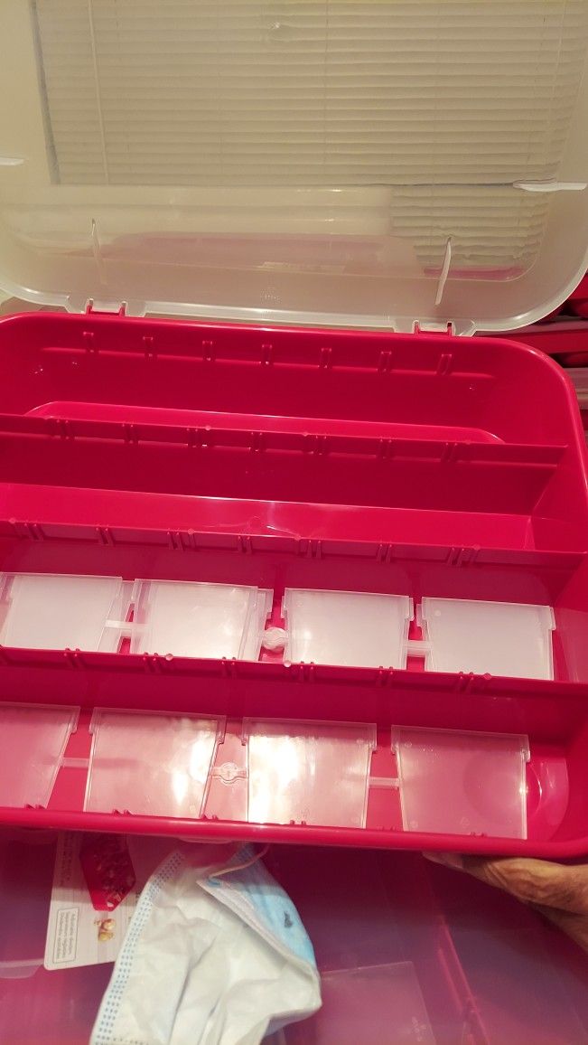 Plastic Stackable Storage Bins....$20--4ft Long Bin. Ornament Holder $7 Others $5.