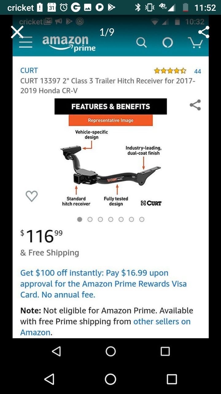 Curt Class 3 Trailer Hitch w/a 2" reciever***NEW, OPEN BOX, NEVERRR USED!!***FITS 2017-2019 Honda CR-V (Only!)👌😉👍