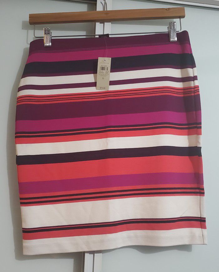 Ann Taylor Sz 6 BNWT Pencil Striped Skirt
