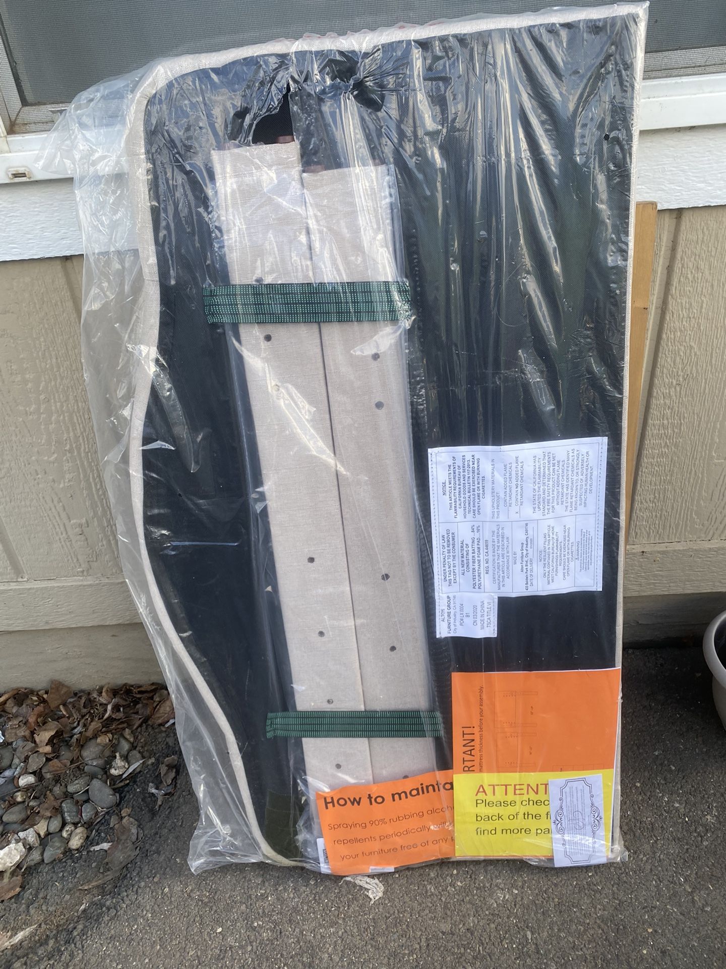 $125-(firm price) brand new still in package wrap-Beige color twin size headboard new in package-I bought from amazon aug 2020 but never did open it t
