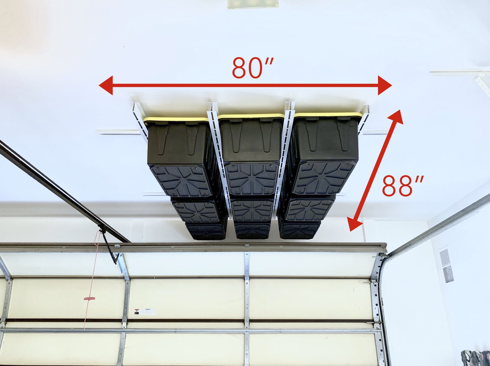 Garage Ceiling Storage Racks - Wall shelves, Tote Slide, 1,000 lb Rack
