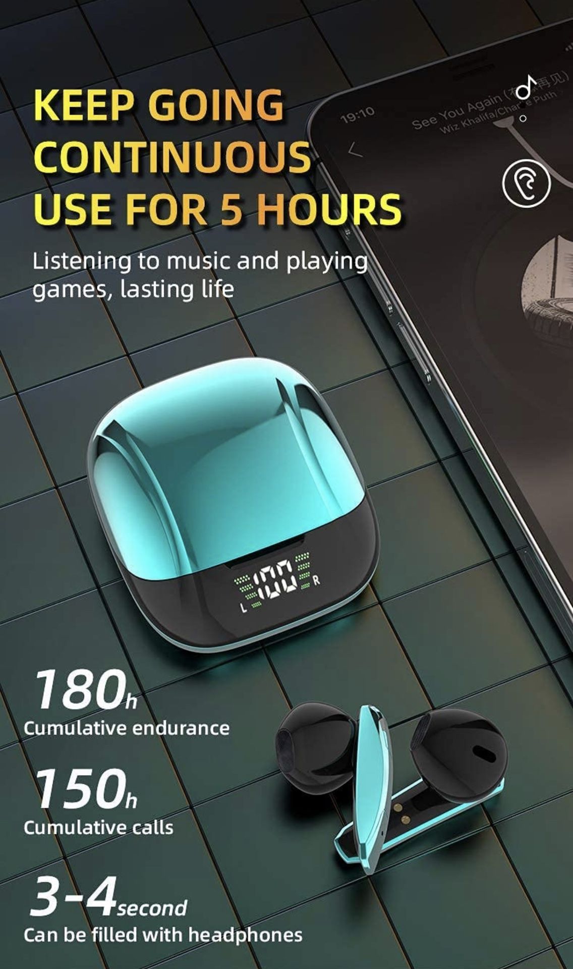 in-Ear Earbuds Rechargeable TWS 5.0 Bluetooth