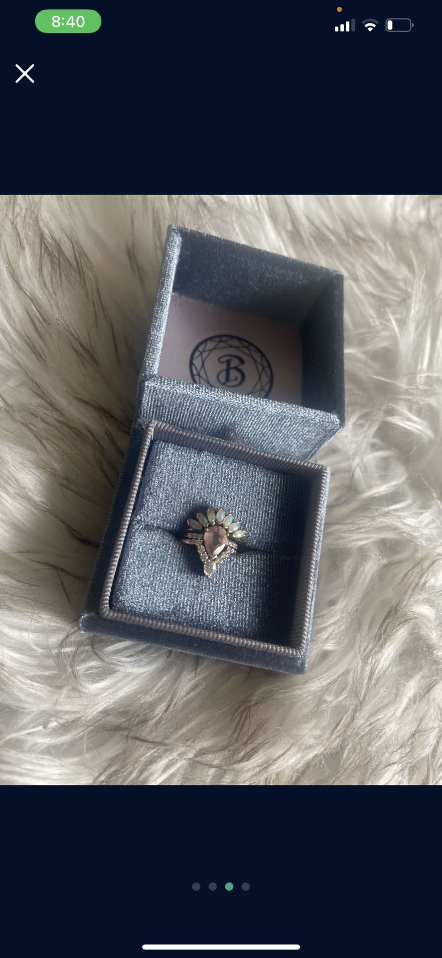 Diamond, Morganite And Opal Engagement Set