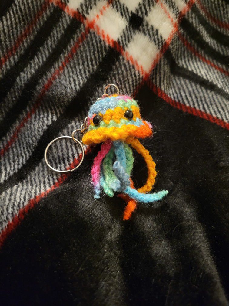 Crochet Jellyfish Keychain 