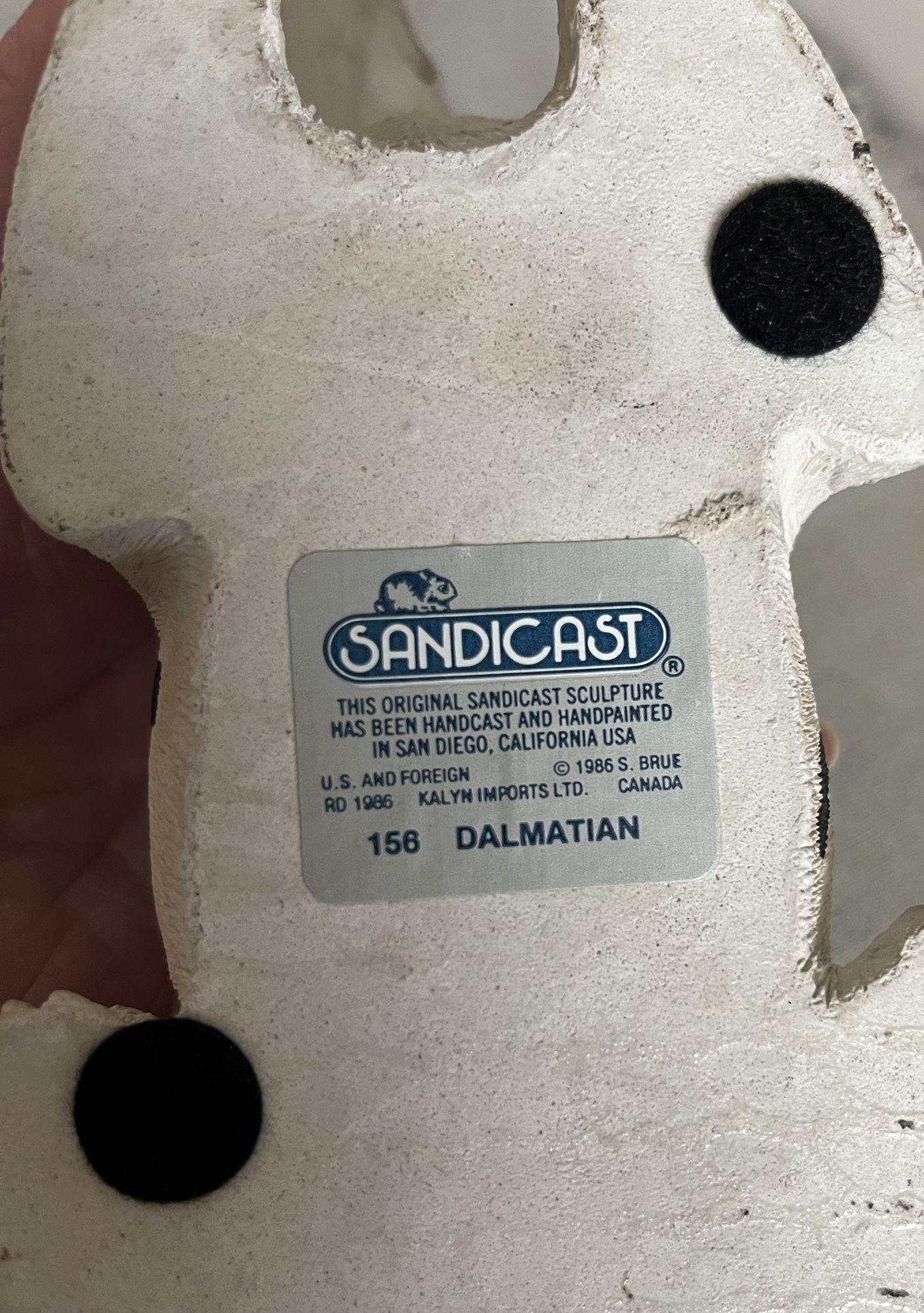 Vintage 1986 Dalmatian Dog Sandicast Sculpture Handpainted & Signed Sandra Brue