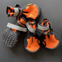 Orange & Black Doggie Boots/Shoes Size 7 Thumbnail