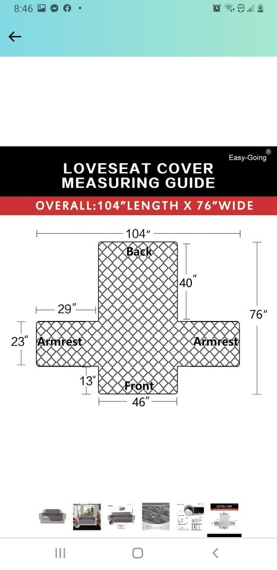 Easy-Going Sofa Slipcover Reversible Loveseat Cover Water Resistant Couch Cover Furniture Protector with Elastic Straps for Pets Kids Children Dog Cat