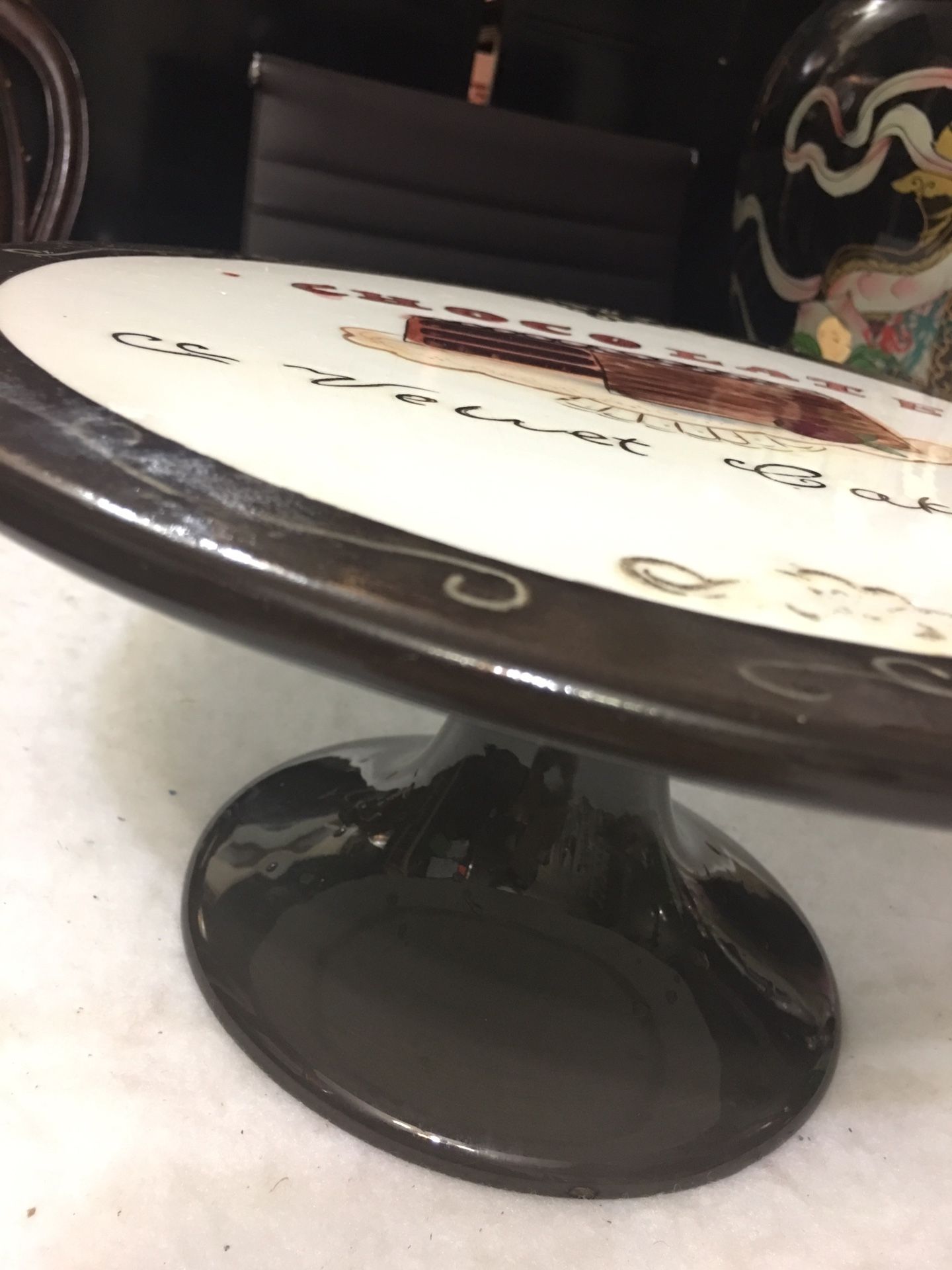 Beautiful Velvet Chocolate Cake . Serving Cake Stand.