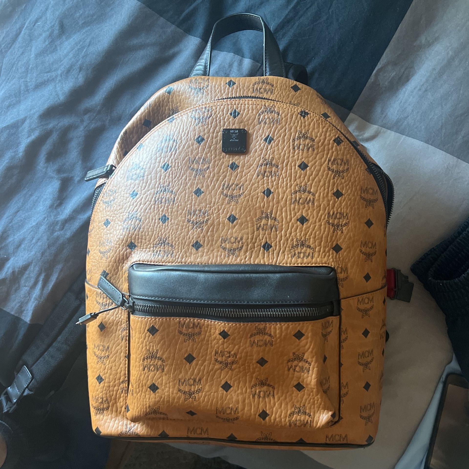 Mens Mcm Backpack Tan/black