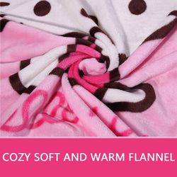 Blankets for Couch Sofa Trave Camping, 55''x40'' Pink Soft Warm Flannel Cozy Thumbnail