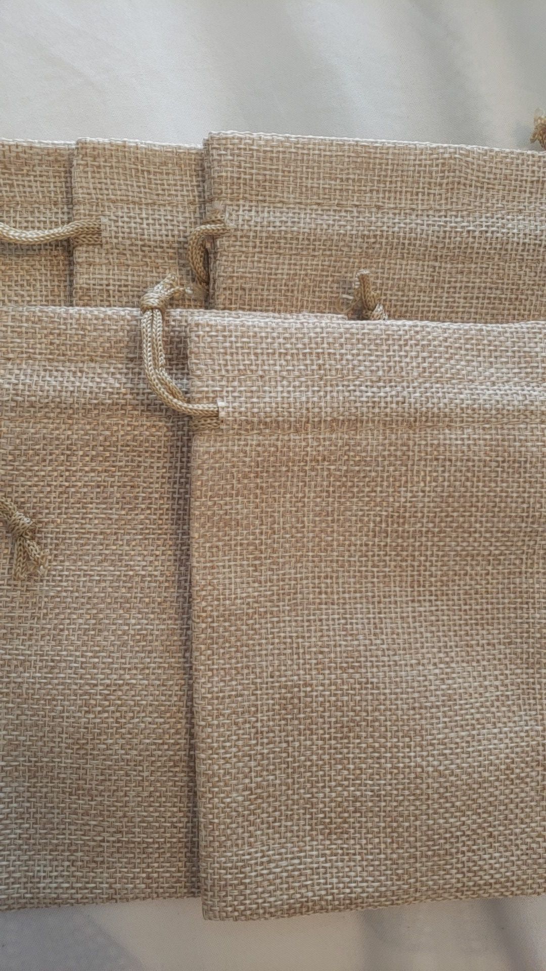 5 Burlap jute sacks / gifts bags