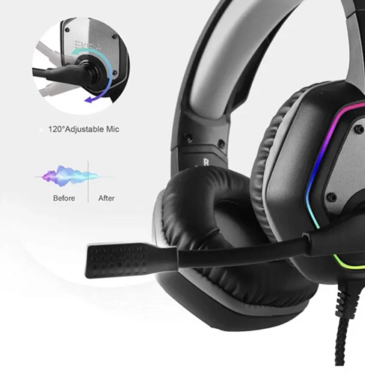 EKSA E1000 USB Gaming Headset - PS4 PC MAC - 7.1 Surround - Pouch Included