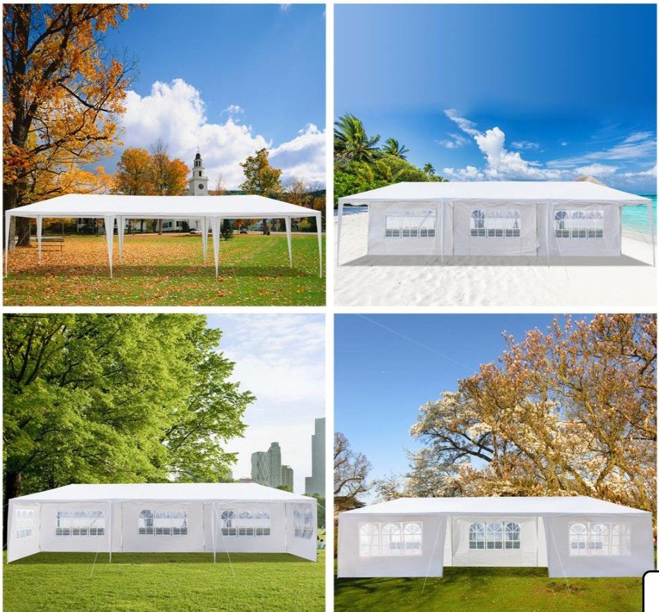 10'x30' White Gazebo Wedding Party Tent Canopy With 6 Windows 2 Sidewalls- 8. For Sale