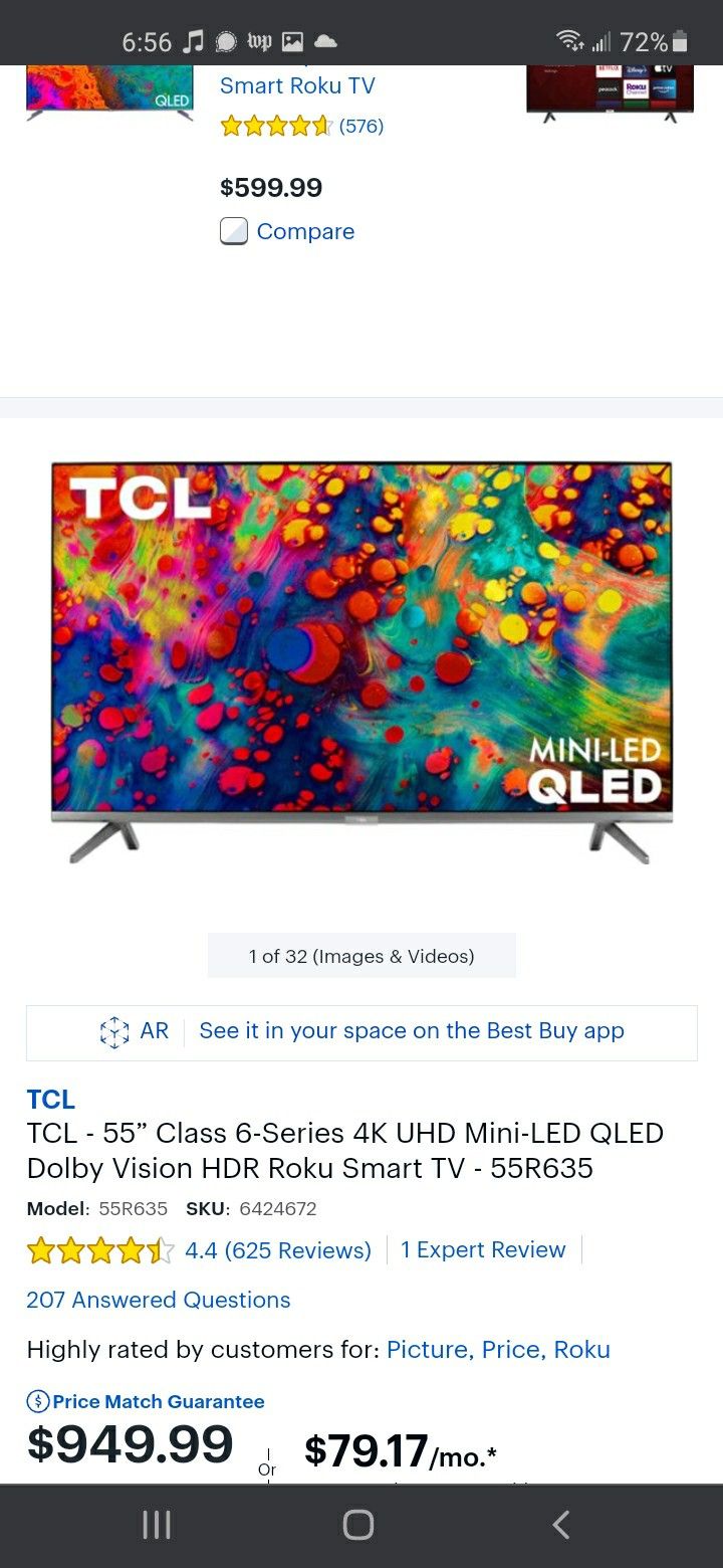 TCL 6 Series 55 Inch. Flawless. Comes W_wallmount &stands