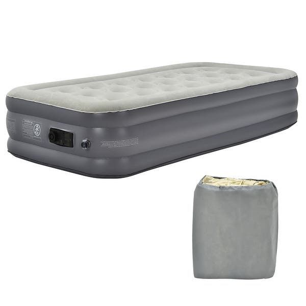 BRAND NEW  Giantex Air Mattress, Air Bed with Built-in Pump, High Elevated Raised - Grey - Twin