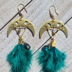 Over the Emerald Moon 18k Gold Plated Earrings Thumbnail