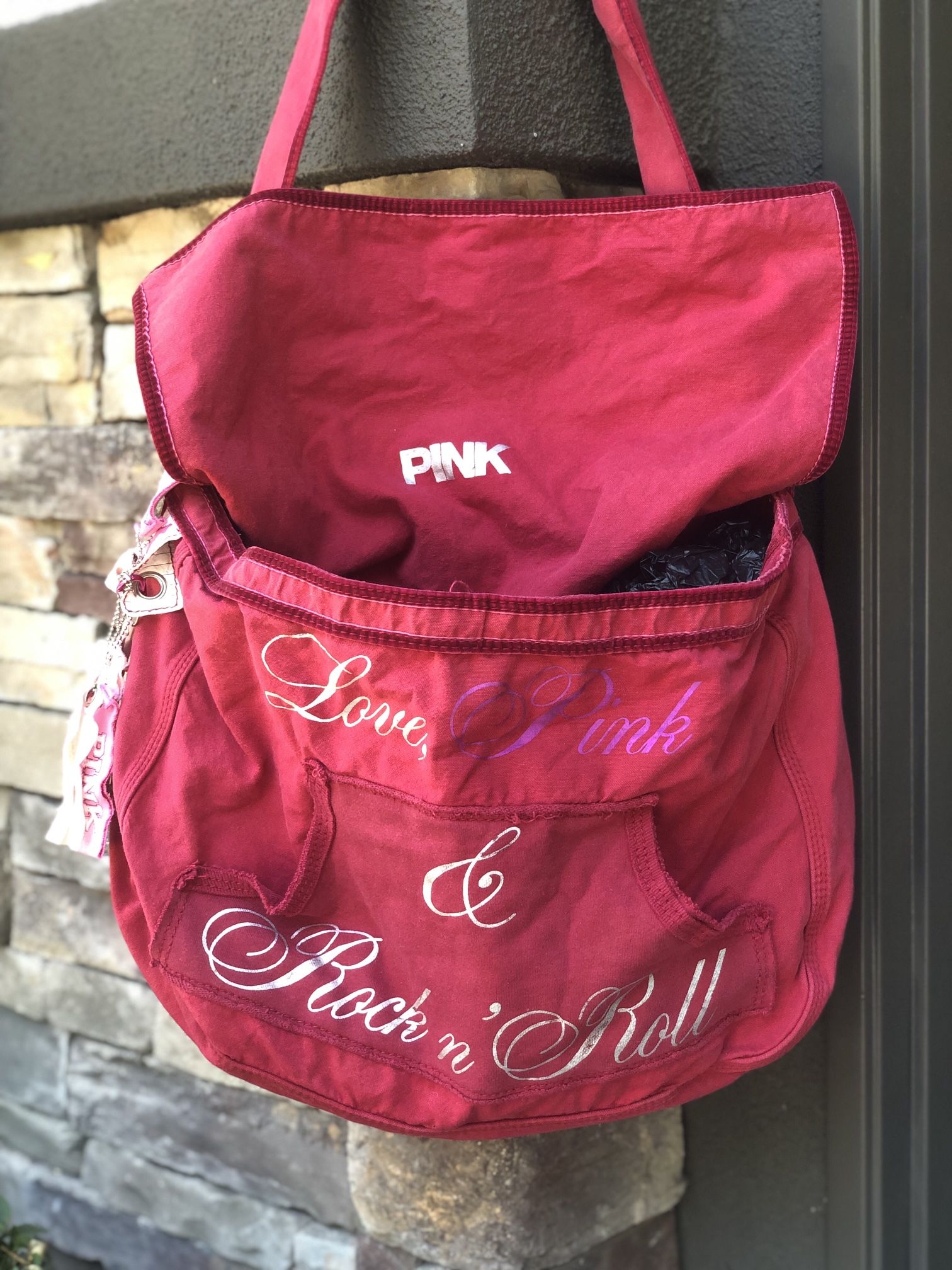 Victoria’s Secret Love PINK & Rock N’ Roll Large Crossbody Shoulder Duffle Bag