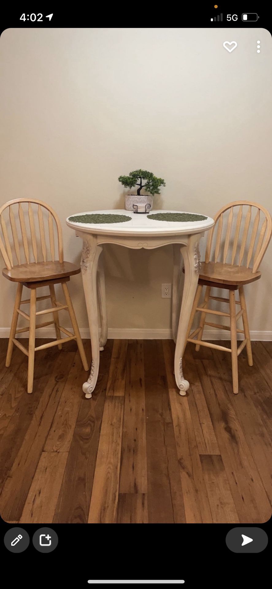 Bistro Table With Two Swivel Chairs 