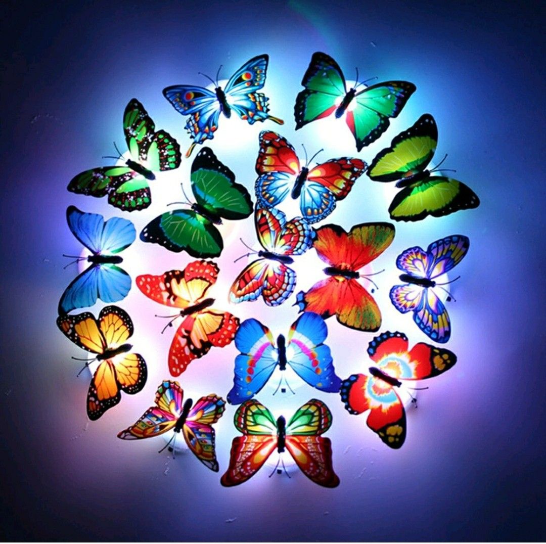 12 packs LED Flashing Lamp Butterflies Night Light Butterfly Decoration