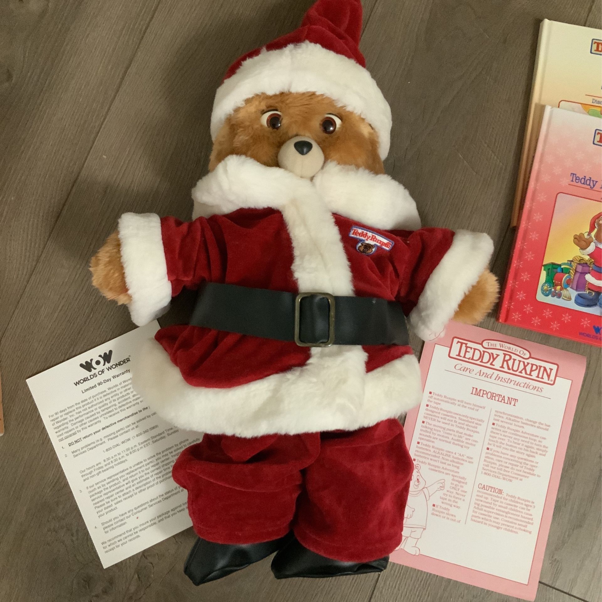 Vintage 1990 The World of Teddy Ruxpin First Animated Talking Toy With Box With Xmas Outfit