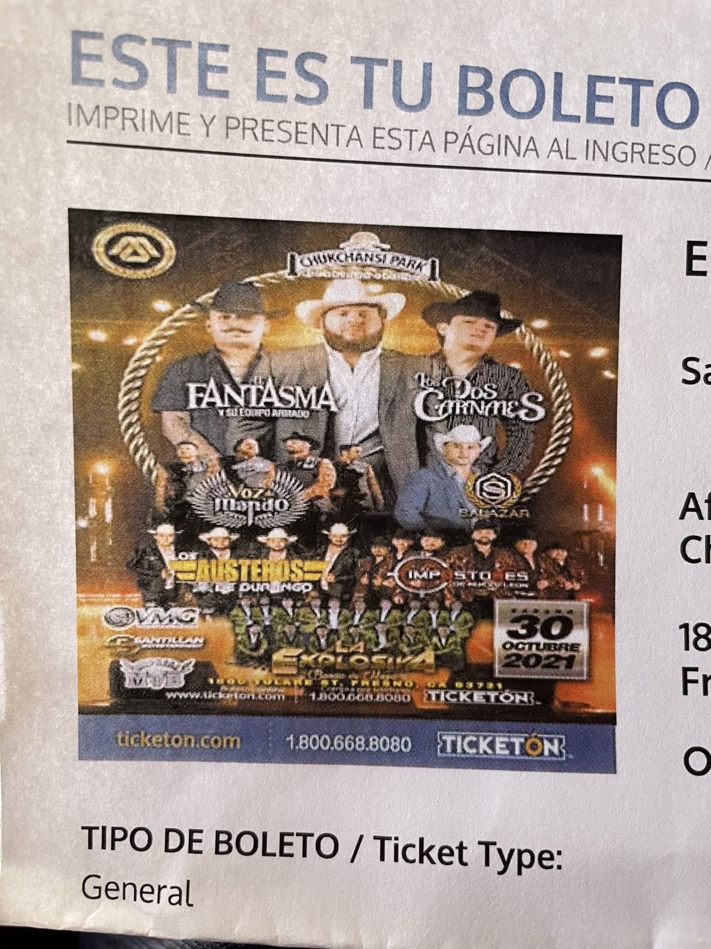 Fantasma Tickets/Boletos