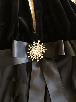 Velvet Halter Top Black Holiday Mini Dress With Silver Jewel  Thumbnail