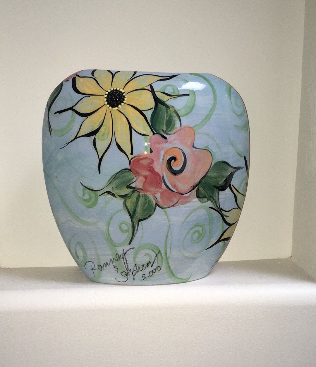 Hand Painted Ceramic Vase By Alaskan Artists