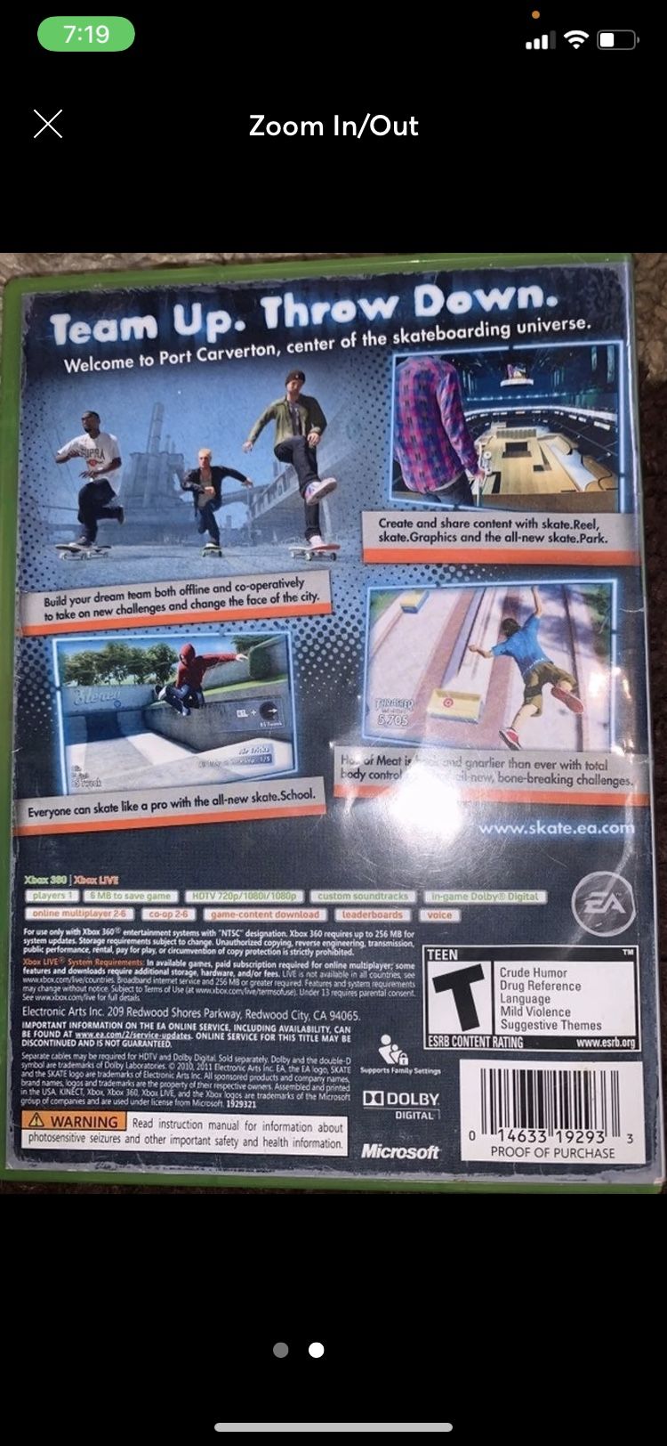 XBox 360 Skate Game