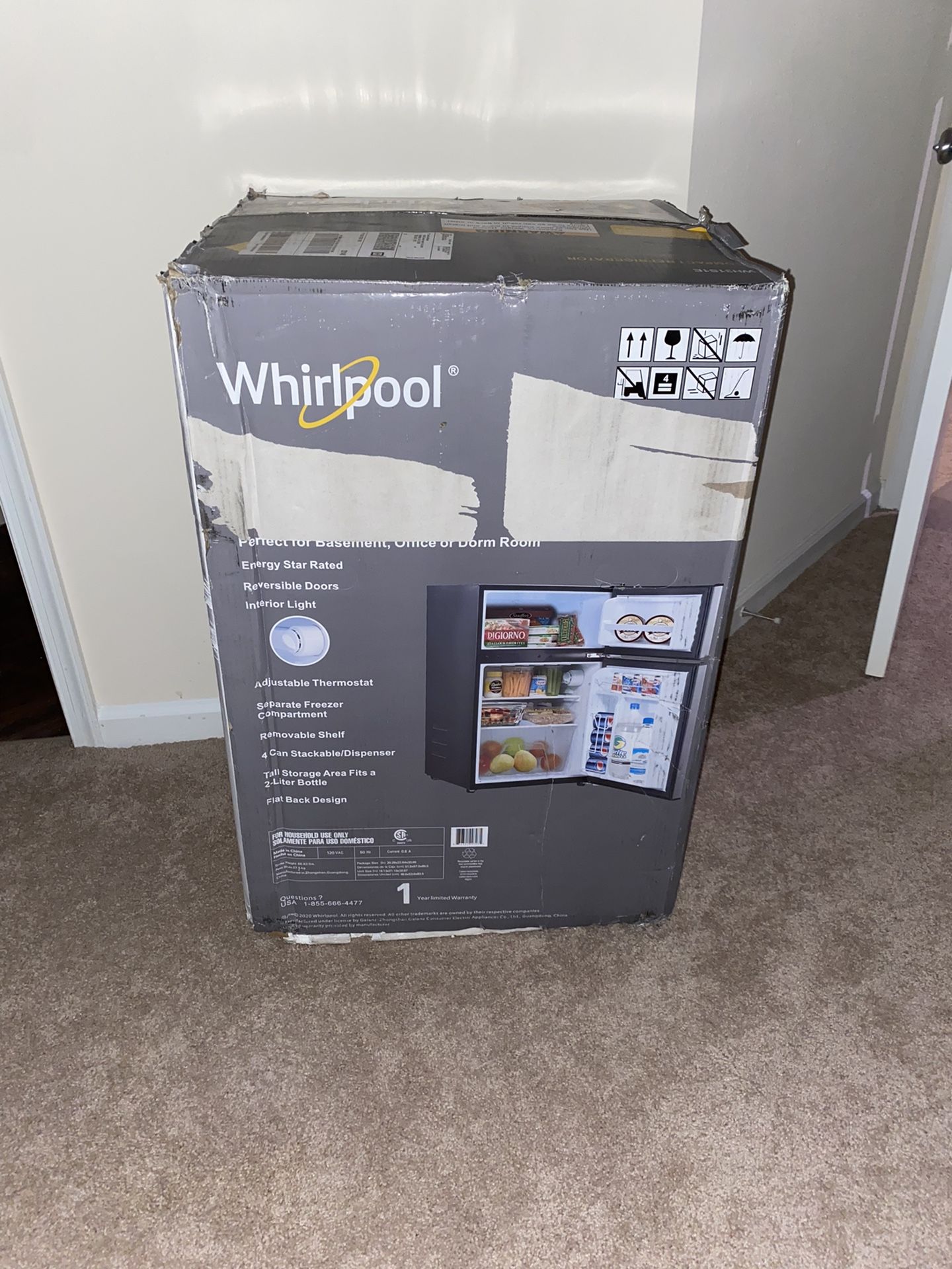 whirl pool mini fridge