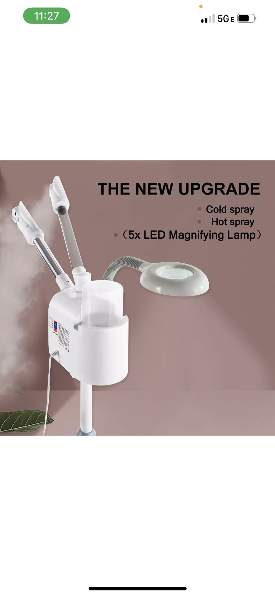 Hot/Cold Facial Steamer UV Ozone 5X Magnifying Lamp LCD Skin Care Salon Beauty