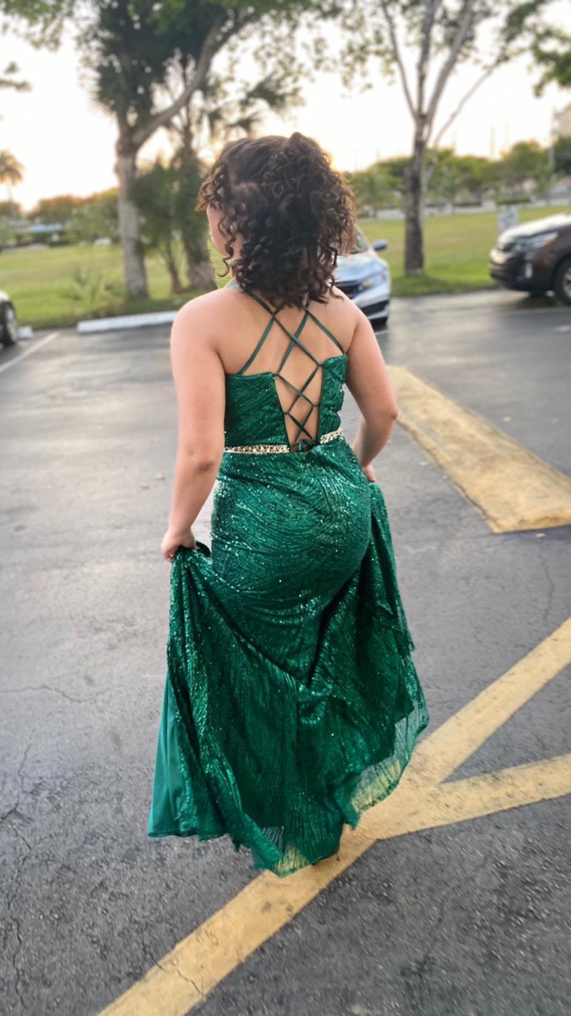 Green Homecoming / Prom Dress With shawl