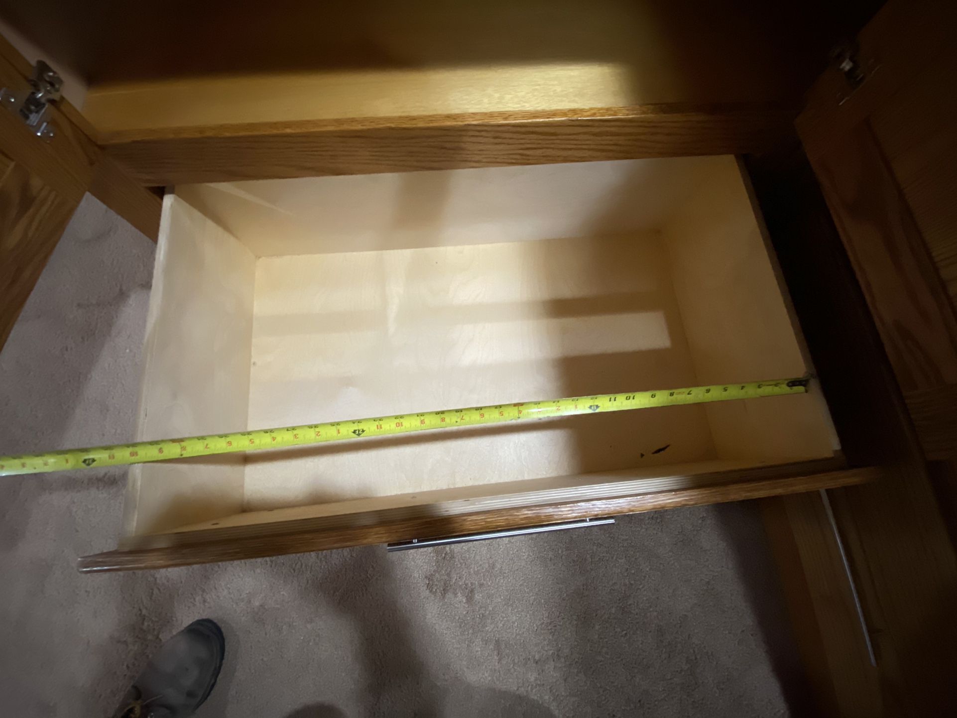 Handcrafted oak corner dresser with tons of storage￼