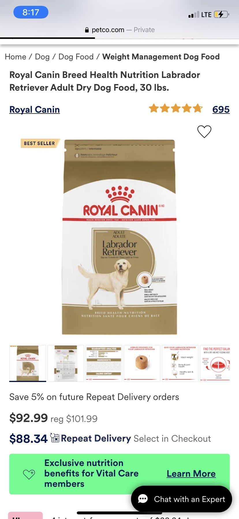 Royal Canin Breed Health Nutrition Labrador Retriever Adult Dry Dog Food, 30 lbs.