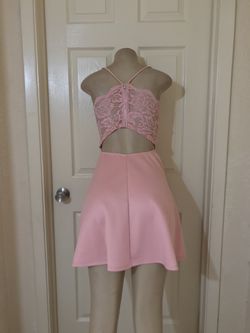 * Blush Mixed/Lace Skater Dress •M,L,XL,2XL Thumbnail