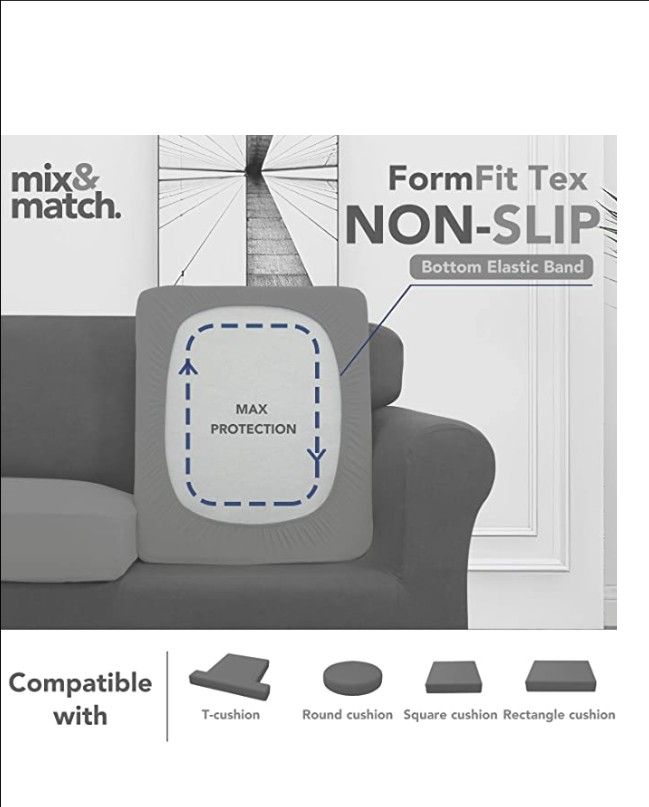 Mix & Match 4 Pieces Super Stretch Chair Couch Cover for 3 Cushion Slipcover
