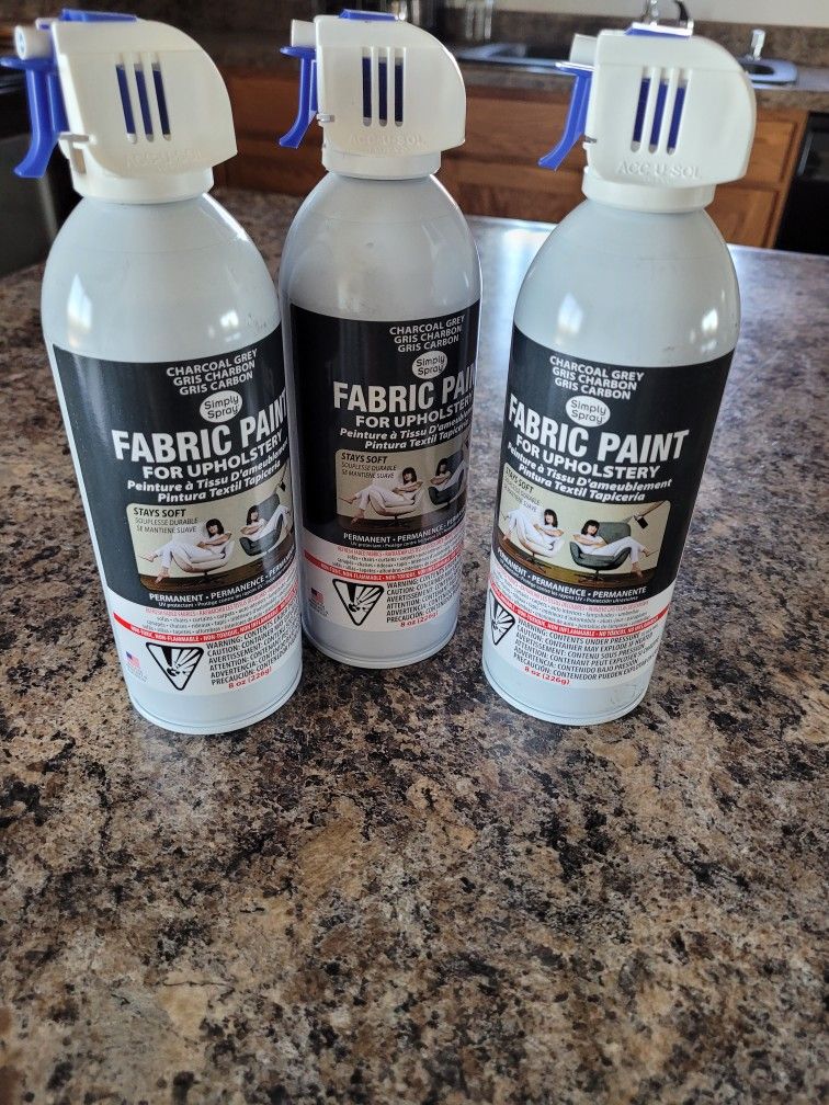 3 Cans Of Grey Upholstery Fabric Paint