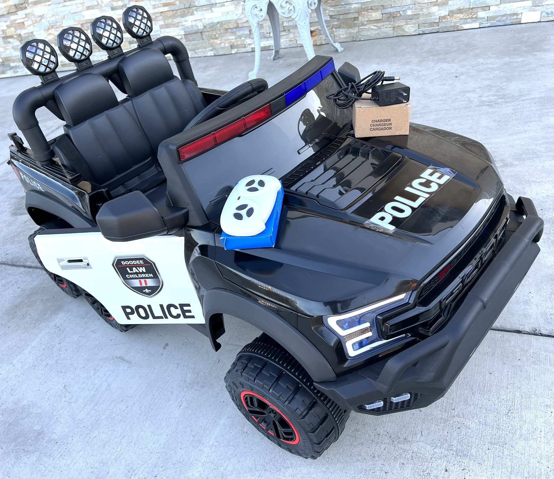 Police Truck 6x6 12v Remote Control Model Electric Kid Ride On Car Power Wheels with BLUETOOTH MUSIC - NEWEST MODEL Work with iPhone 📲 App