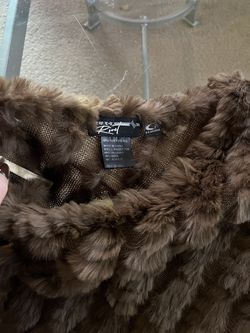Black Rivet Brown Women Real Rabbit Fur Asymmetric Caplet -brown / Poncho / Cape original price $ 294 Thumbnail